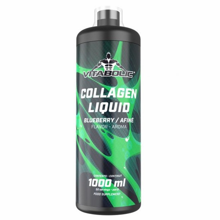 Colagen lichid Vitabolic 1L, aromă afine, 35000 mg colagen per 100 ml, pentru articulații și piele