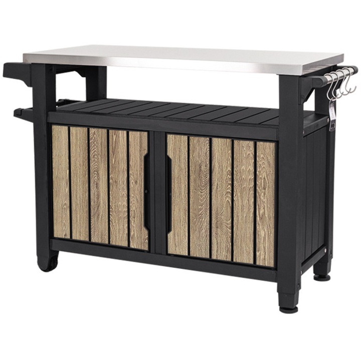 Keter Deco Unity XL 263919 BBQ asztal, 207 l, 134x52x90 cm, Kőrisfa