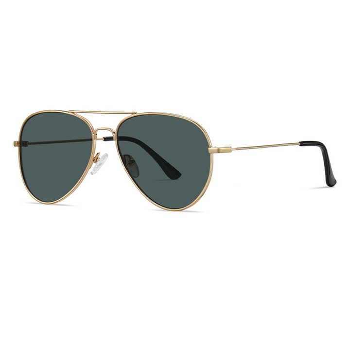 Sunglasses (3025) - for Women and Men, with UV Protection and Metal Frame - Gold / Green