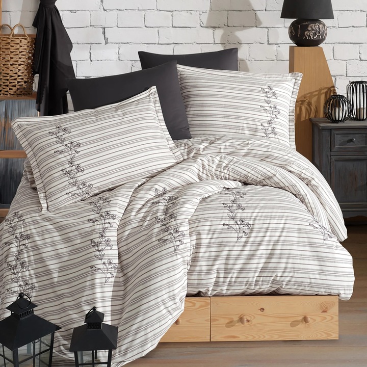 Dupla ágynemű Ranforce pamut Boutique 4 részes, lepedő 240x260 cm, paplan 200x220 cm, 2 párnahuzat 50x70 cm, Clasy Bézs DEZZA