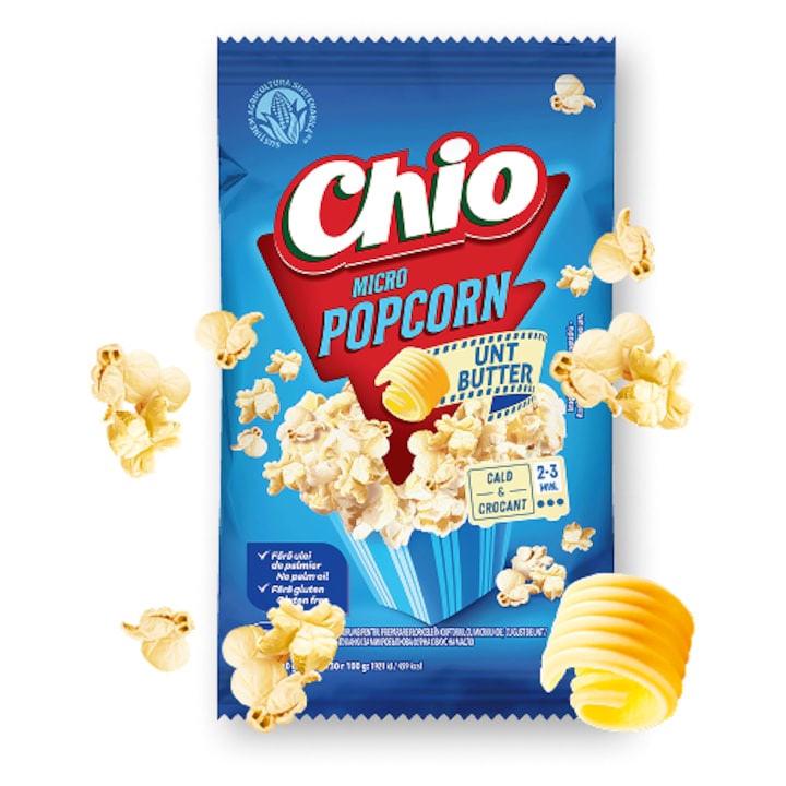Popcorn Chio pentru microunde, 4 pachete x 80 g, gust de unt