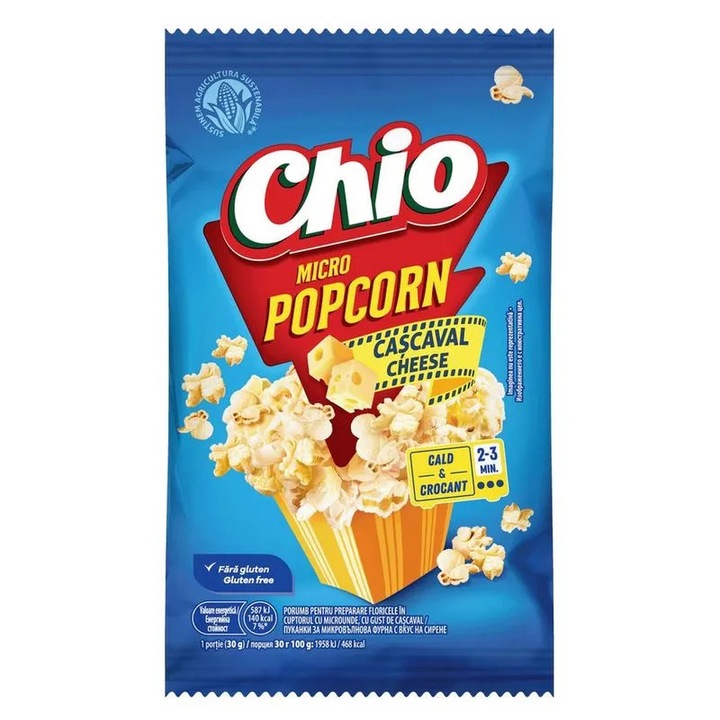 Popcorn cu gust de cascaval Chio, pentru microunde, 4x80 g, 320 g