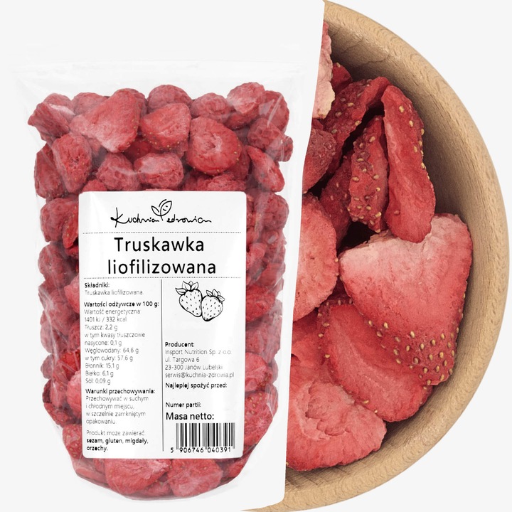 Capsuni liofilizate, Kuchnia Zdrowia, 20 g, fara zahar, naturale