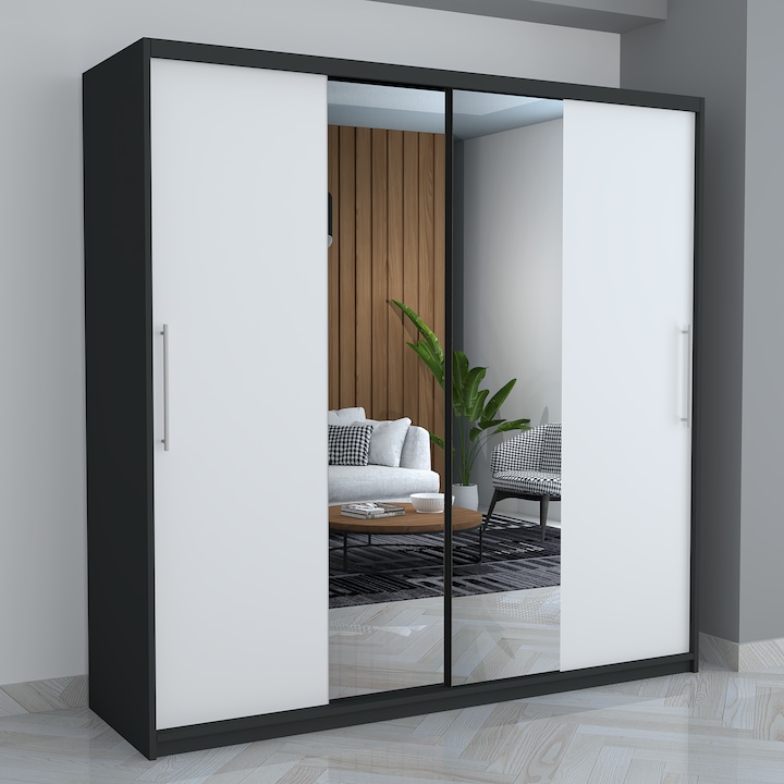 Dresing Smart Gri/Alb 200x200x60 cu Usi Glisante