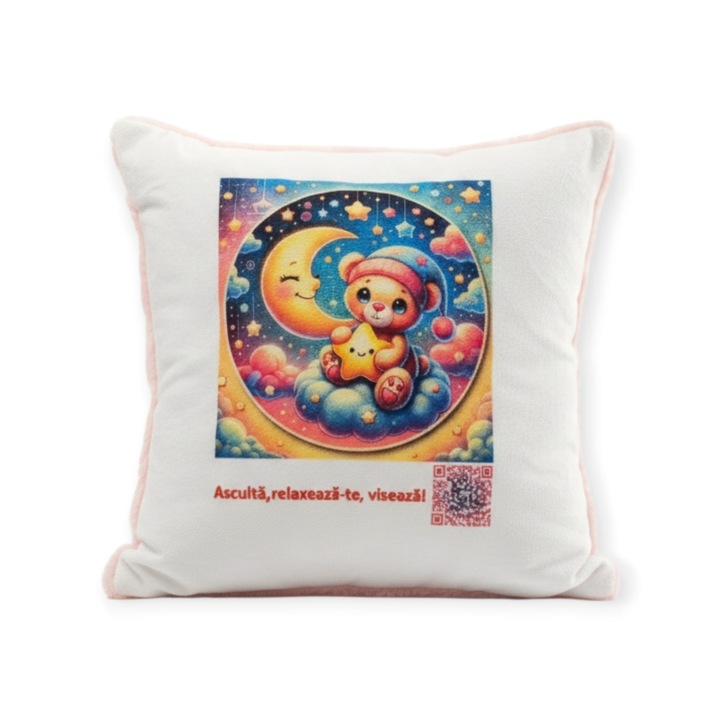 Perna interactivă copii, cu 4 povești audio, multicolor, 40x40 cm