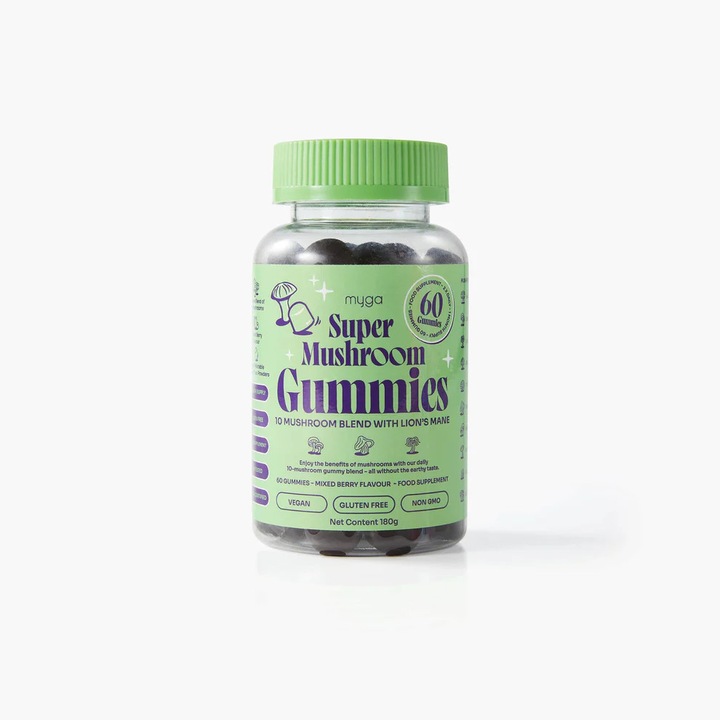 Jeleuri nutritive Myga Super Mushroom, 10 extracte, fructe de padure, 60 bucati