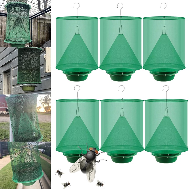Set 6 capcane muste, Bedee, reutilizabile, 42x22.5cm, Verde