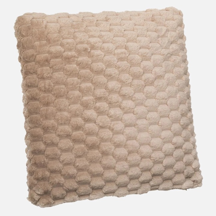 Perna Bej din Blana Artificiala cu Model Reliefat 60x60cm