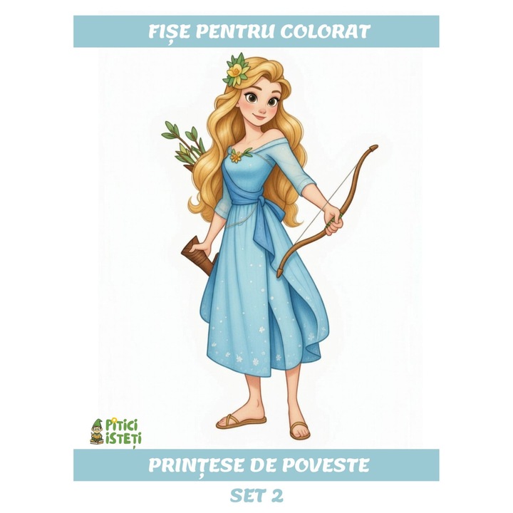 Set 10 planse de colorat Printese de Poveste, Produs Digital, set 2