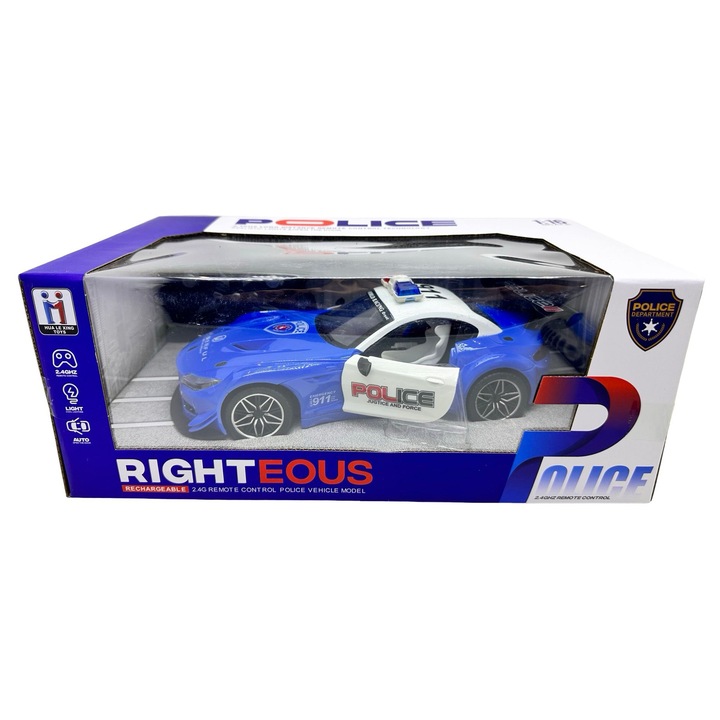 Macheta BMW Z4 politie cu radiocomanda 1:18 sunete si lumini