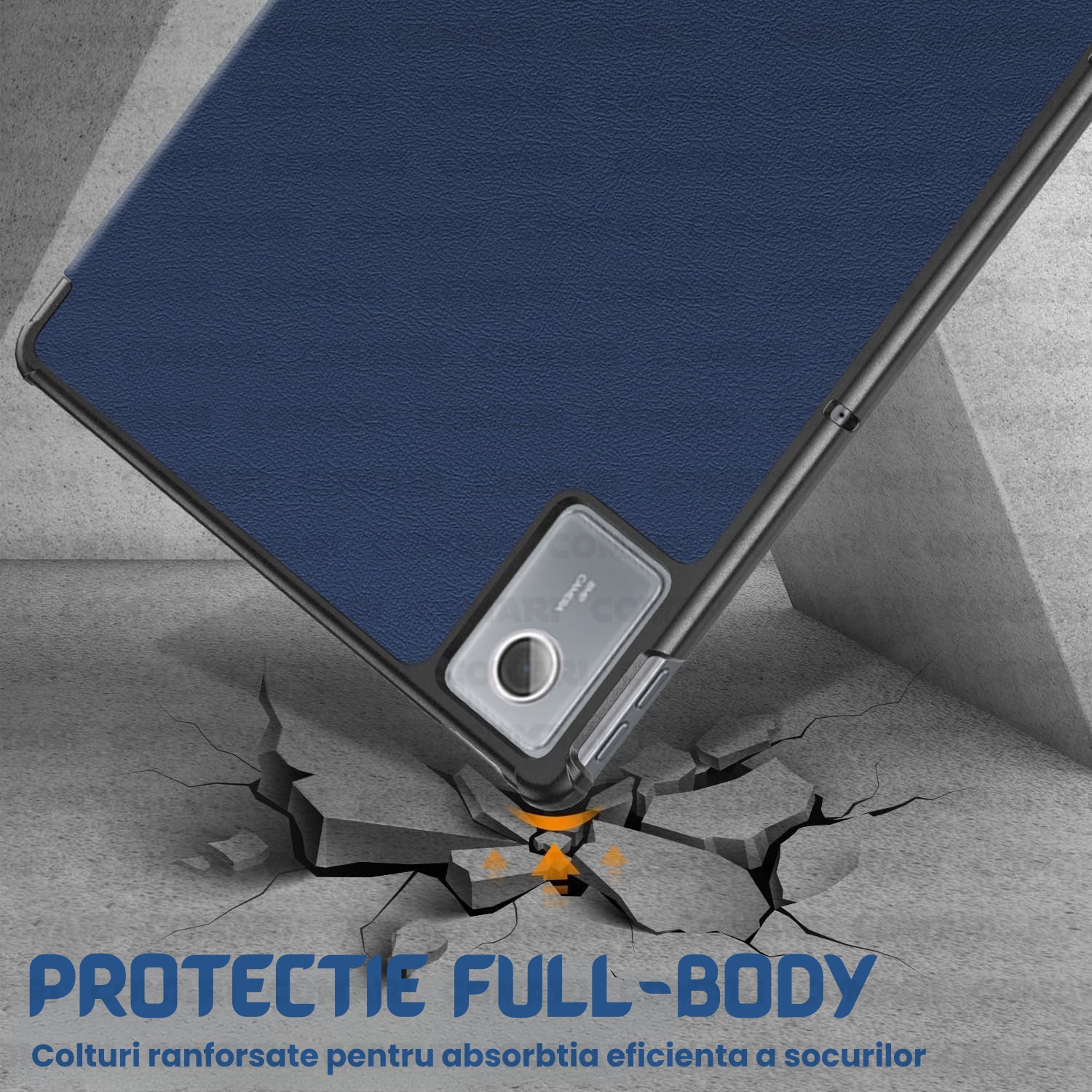 Husa pentru Lenovo Idea Tab Plus 12.1 Comari® EliteCover, protectie completa, functie stand multipla, design elegant tip carte, Albastru