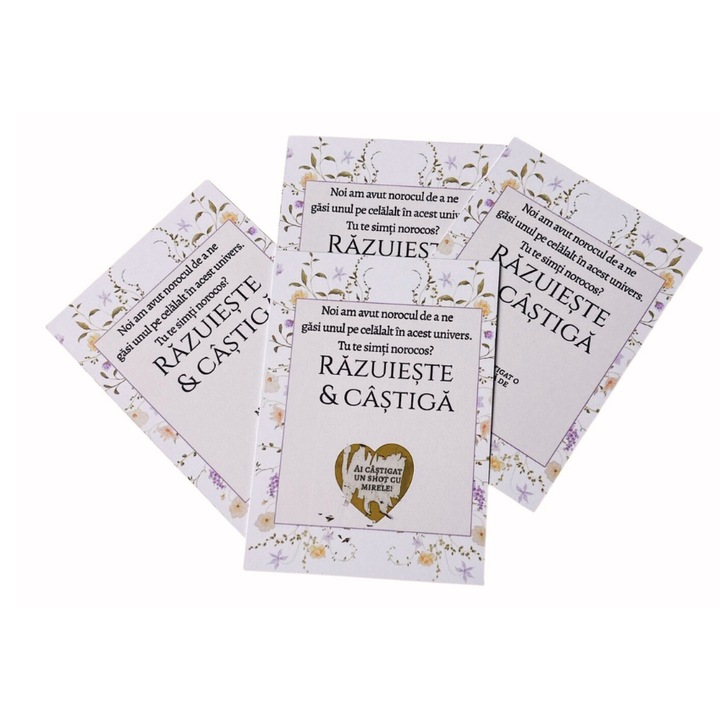 Set 60 marturii nunta tip loz razuibil, floral, 10x7 cm