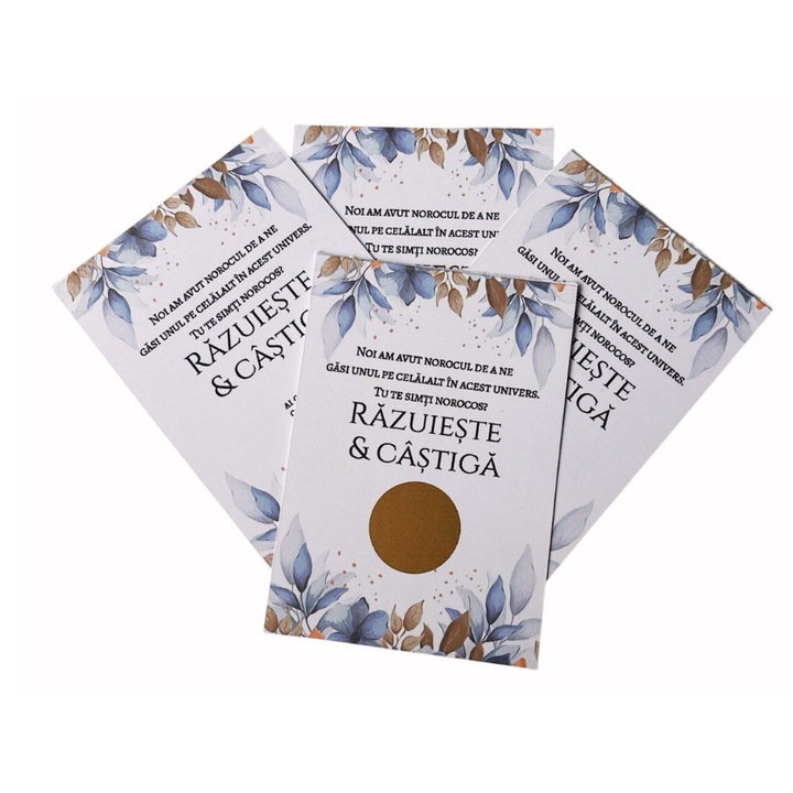 Set 60 marturii nunta, tip loz razuibil, Model 7, dimensiune 10x7 cm