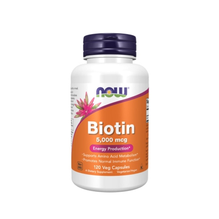 Supliment alimentar, NOW Foods Biotin 5000 mcg, 120 capsule