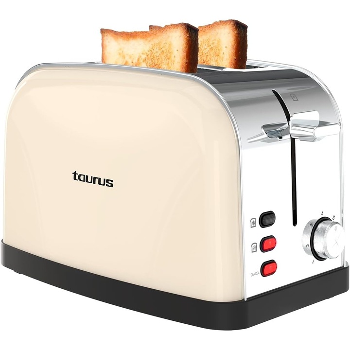 Prajitor Paine Taurus Vintage II Crem 950W, 2 Fante, 7 Niveluri