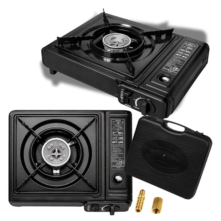 Aragaz Camping Portabil GALAXIA, dubla, Alimentare, Protectie antivant, cu valiza