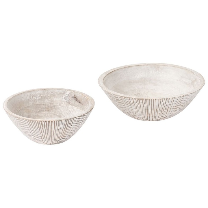 Set de 2 boluri decorative Siwa Lemn de mango Maro deschis