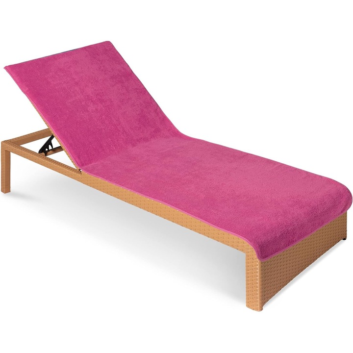 Prosop pentru sezlong JEMIDI, 75x200 cm, din bumbac, lavabil, Roz