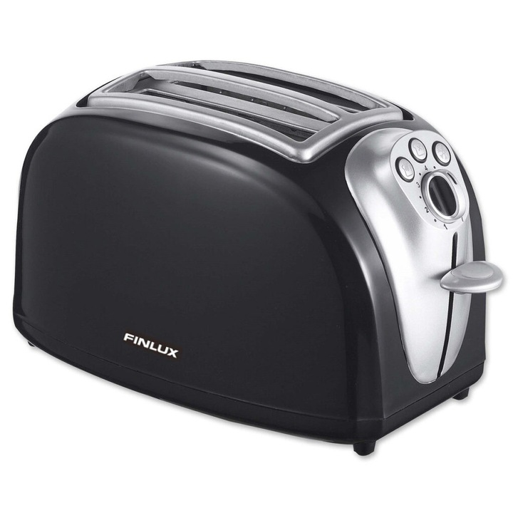 Тостер Finlux FTB-15P, 700W, 2 филийки, Таймер, Tавичка за трохи, Черен