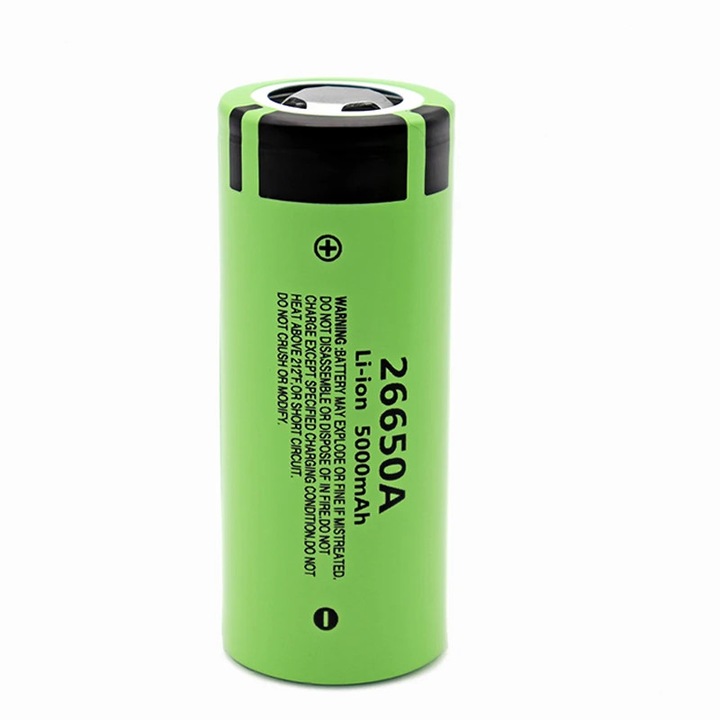 Акумулатор 26650A MRG M1220, 5000mAh, Li-Ion, 3.7V, Презареждаем, Зелен За Фенери, Соларни Лампи, LED Осветление, Електрически Устройства