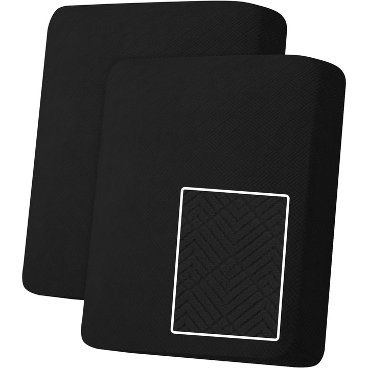 Set 2 huse elastice sezut canapea, universale, antiderapante, culoare negru