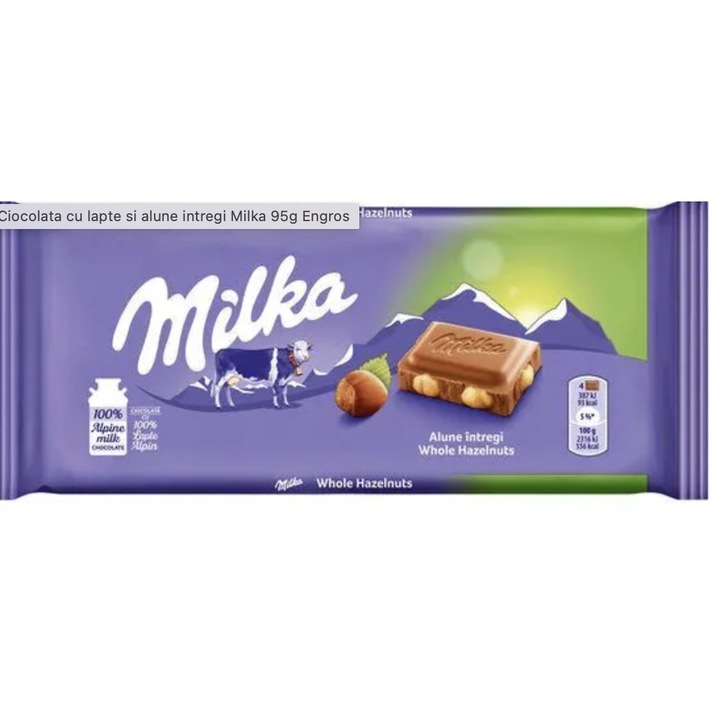 Ciocolata milka cu alune intregi 95gr