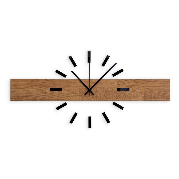 Luxus minimalista falióra - Fekete mutatók, Borostyán fa szín 80 cm