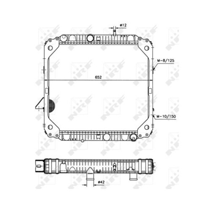 Hűtőradiátor motor NRF, műanyag réz, 619, 8x512x34mm