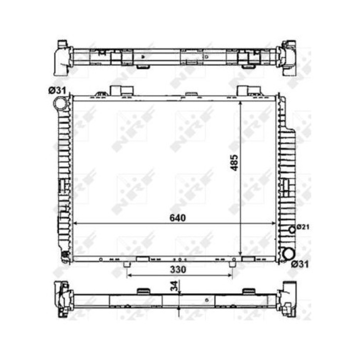 Hűtő NRF, motorhűtés, 485x640x34mm