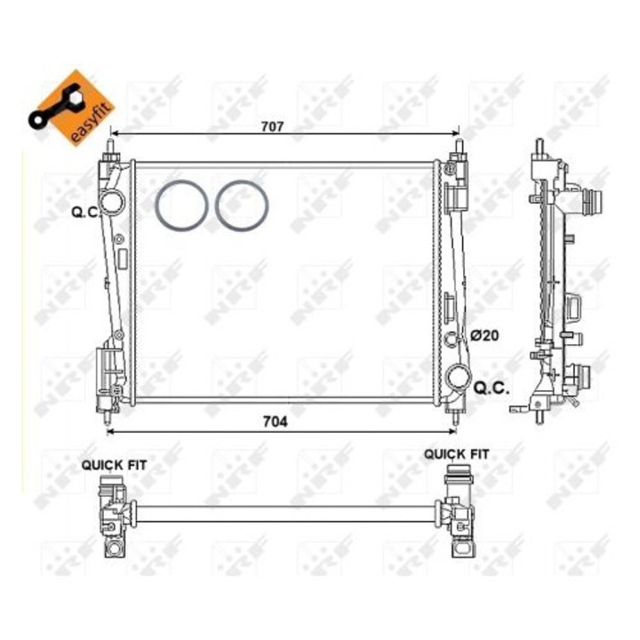 Motorhűtő NRF, 395x620x27mm