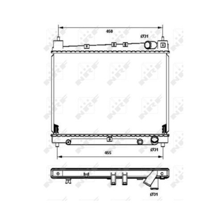 Radiátor, NRF, motorhűtés, 512x350x16mm