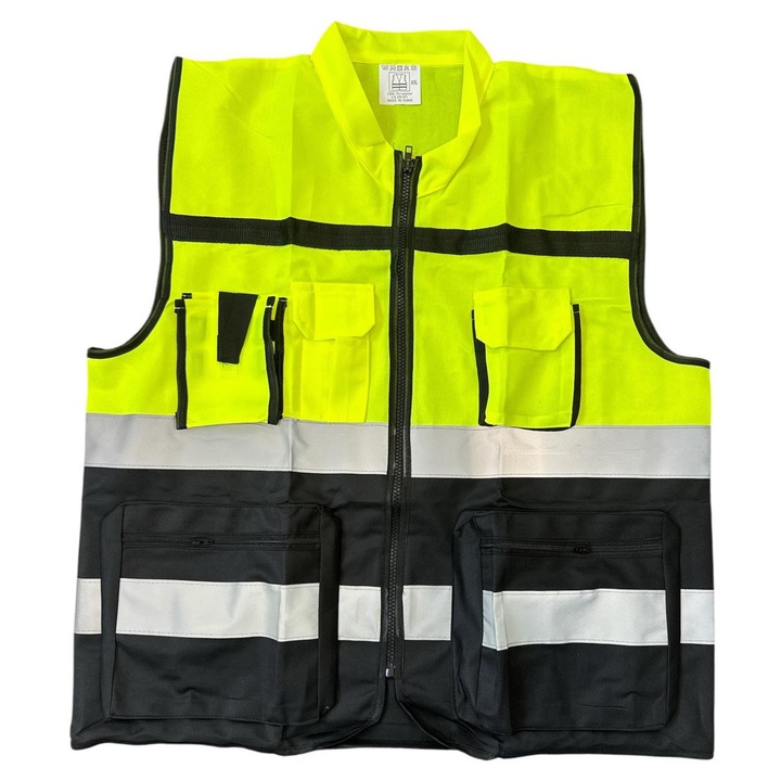 Vestă reflectorizantă, reglabilă, multicolor, 56x63 cm, 2XL