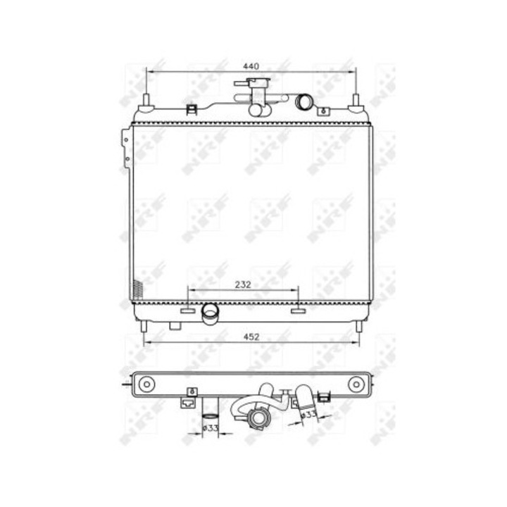 Radiátor, NRF, motorhűtés, 495x370x18mm, Hyundai Getz 1.5 dízelhez