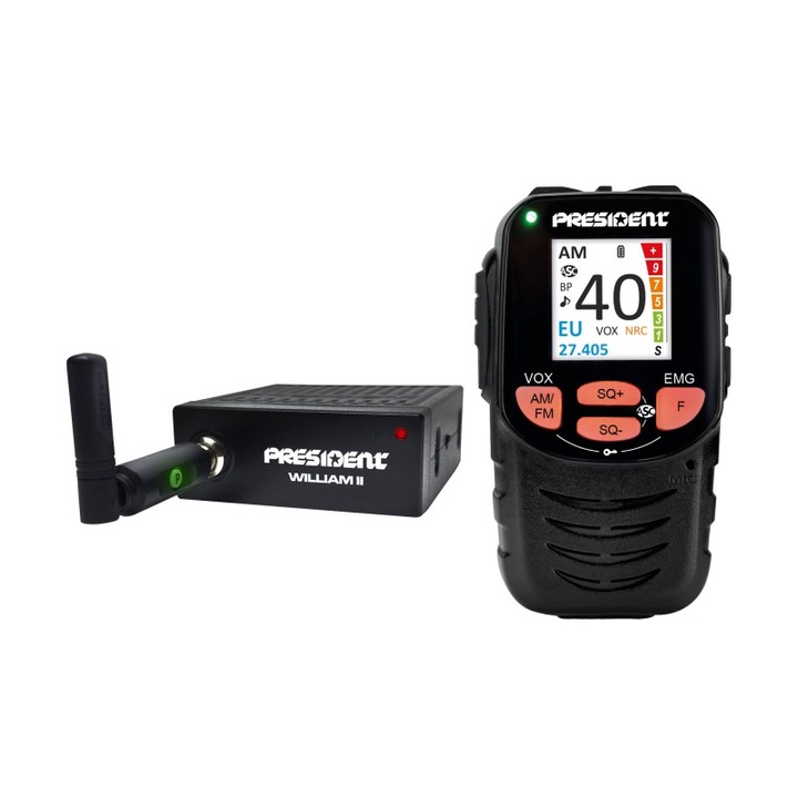 Statie Radio President CB WILLIAM II, Microfon wireless, 12/24v, MSR