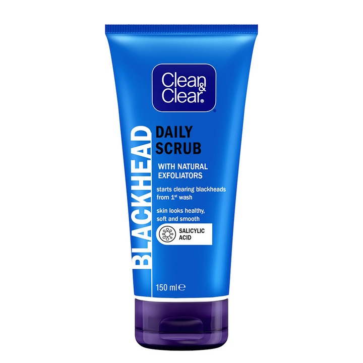 Exfoliant cu Acid Salicilic pentru eliminarea punctelor negre, Clean & Clear Blackhead Daily Scrub, 150ml