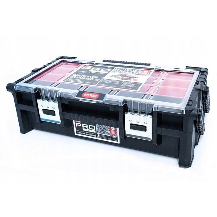 Cutie de scule, Keter, 204453, Capacitate mare, Compartimente organizatorice, Capac transparent, Maner de transport, Incuietori de siguranta, Multicolor, Set de 4, Material de inalta calitate, Nou, Dimensiuni: 56, 7 x 31, 4 x 16, 7