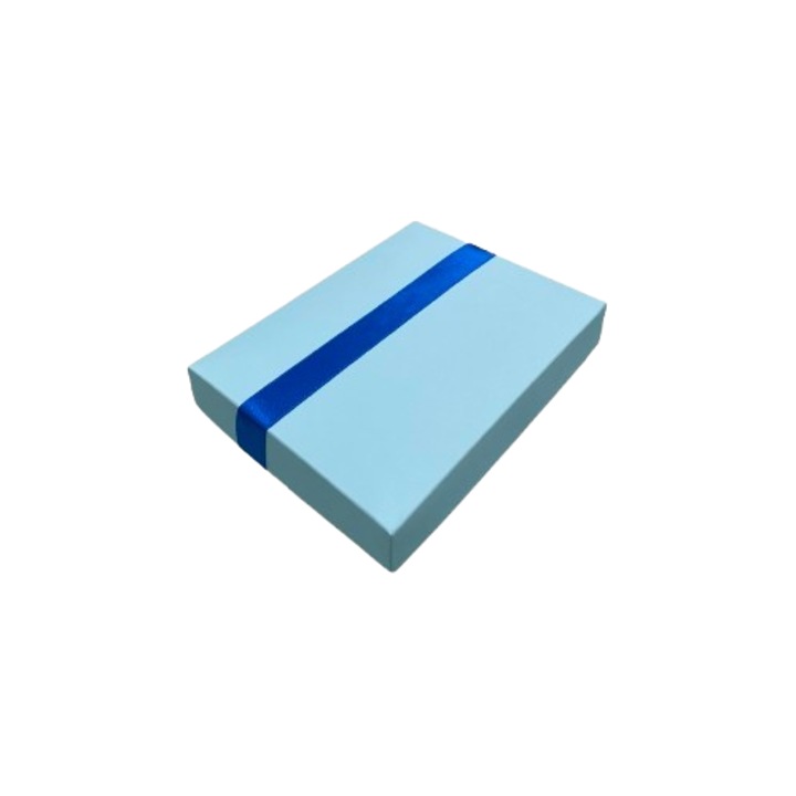 Cutie pentru cadou - Nicas - Cutie carton albastru deschis cu bentita diverse culori - 13x17.5x3 cm cm - tip RS