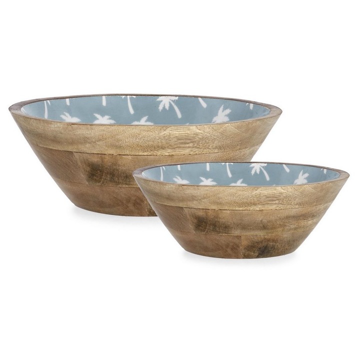 Set 2 boluri lemn mango email Palms Ø25x7h; ø30x9h