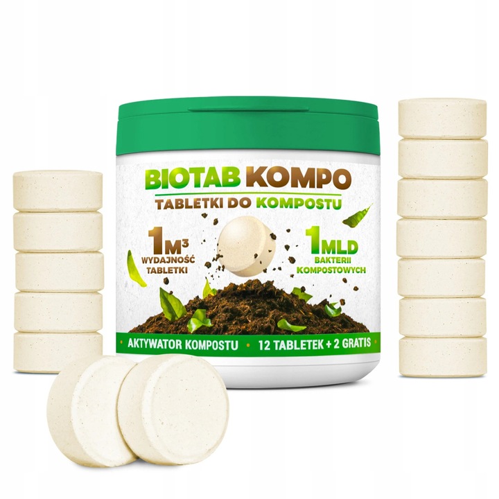 Activator Pentru Compost, Novapro, Biotab Kompo, 70g, Bacterii Si Enzime, Incolor, Pentru 14 M3, 14 Tablete Biodegradabile, Accelerare Descompunere Resturi Vegetale, Blocare Mirosuri Neplacute, Creare Ingrasamant Organic Natural Pentru Gradinarit