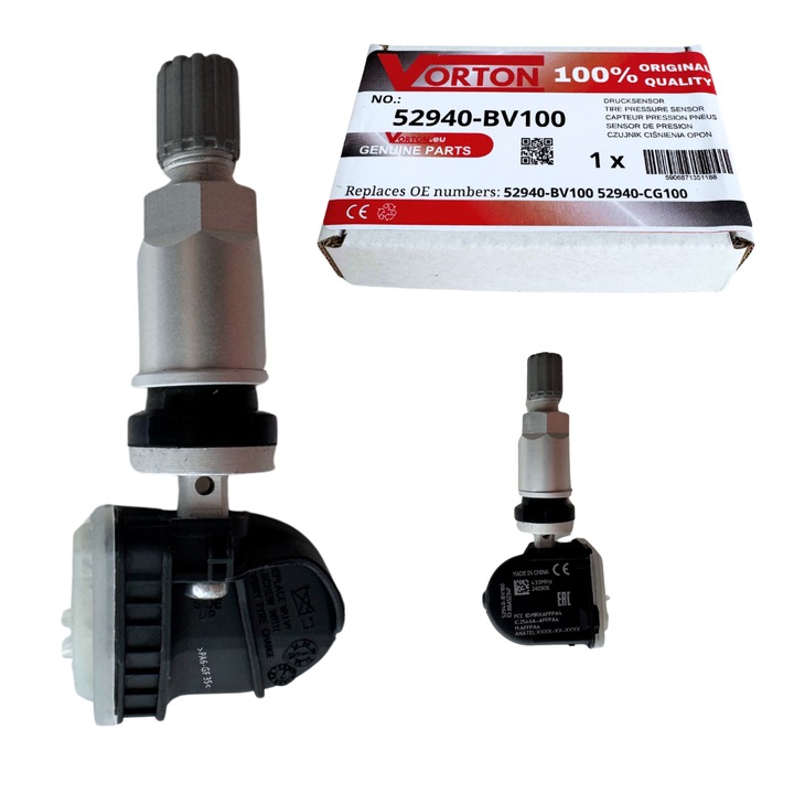Senzor de presiune in pneuri TPMS preprogramat VORTON Supapa roata argint pentru HYUNDAI Tucson IV NX4 (2020 - ), KIA Sportage V NQ5 (2021 - ) EV6 (2021 - ), 433 MHz, 52940-BV100 52940-CG100