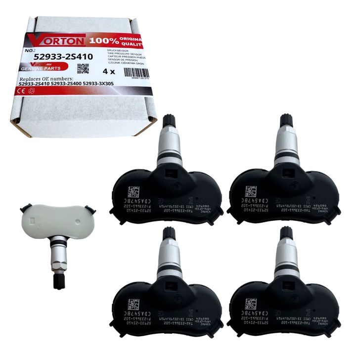 Set 4 Senzor de presiune in pneuri TPMS preprogramat VORTON Supapa roata pentru HYUNDAI ix35 (2010 – 2015) Tucson II (2011 – 2015), KIA Sportage III (2010 - 2015), 433 MHz, 52933-2S410 52933-2S400