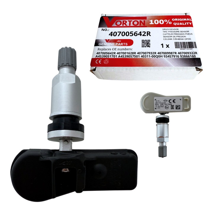 Senzor de presiune in pneuri TPMS preprogramat VORTON Supapa roata argint pentru OPEL Movano B Vivaro B, RENAULT Captur Clio Kangoo Master Trafic Twingo, DACIA Dokker Duster HS Lodgy JS Logan Sandero