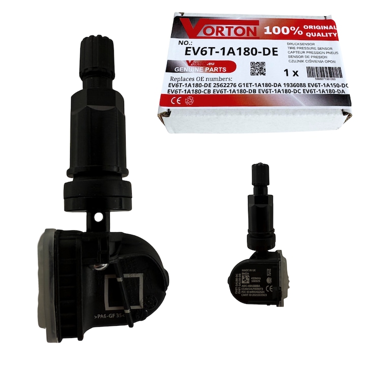 Senzor de presiune in pneuri TPMS preprogramat VORTON Supapa roata negru pentru FORD Mondeo Mk5 B-Max C-Max Focus Mk3 ST RS Ecosport Mk2 Ka+ Kuga Ranger Transit Tourneo Connect Courier EV6T-1A180-DE