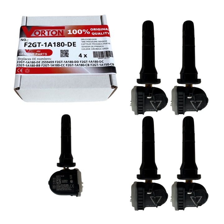 Set 4 Senzor de presiune in pneuri TPMS preprogramat VORTON Supapa roata cauciuc pentru FORD Focus Mk4 Fiesta Mk8 ST EcoSport Fusion Mustang Mach-E S-Max Ranger Raptor Transit Tourneo Connect Custom