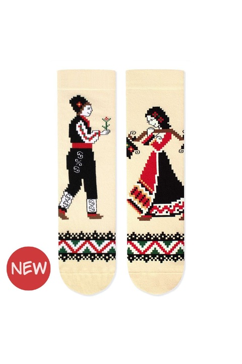 Памучни чорапи Arty Socks с Момче и Момиче Екрю