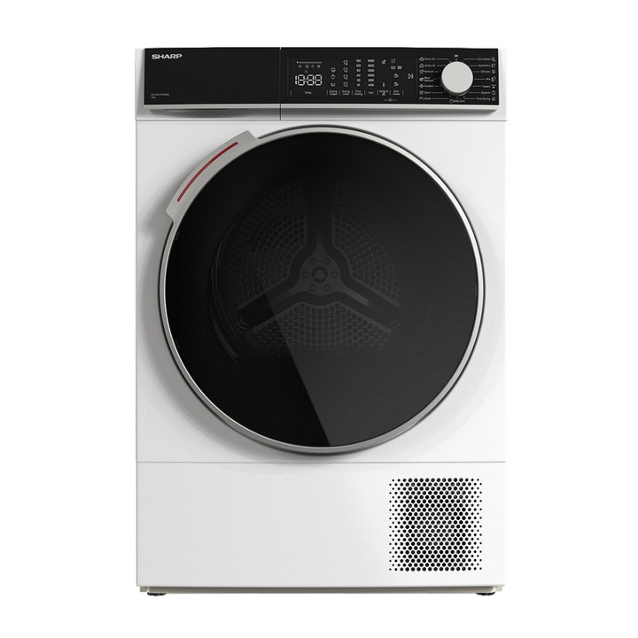 Uscator de rufe Sharp KD-NHL9S9GWD, Pompa de caldura, Anti-incretituri, Baby Care, Hygiene, Uscare ajustabila, 9 kg, Clasa D, Alb