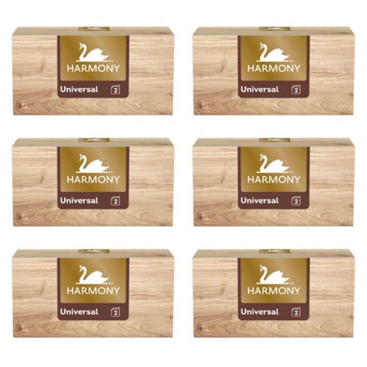 Servetele faciale Harmony 2 straturi Maro 150/cutie, pachet de 6 cutii