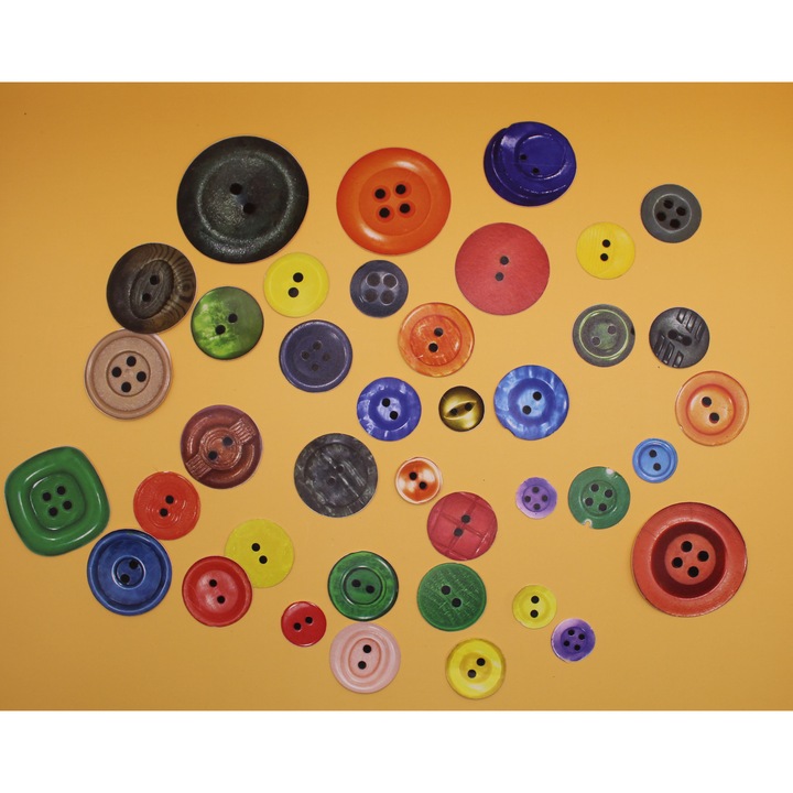 Set autocolante scrapbooking Creative Place, 39 bucati, nasturi colorati