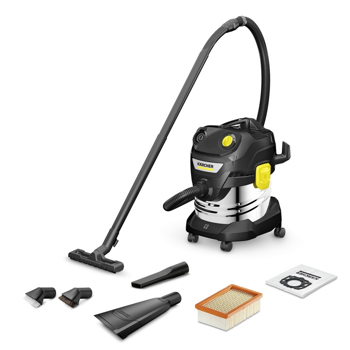 Прахосмукачка Karcher WD 4 S Go!Further, Мокро-сухо почистване, 1100 W, 240 mbar, 55 л/сек, Черна