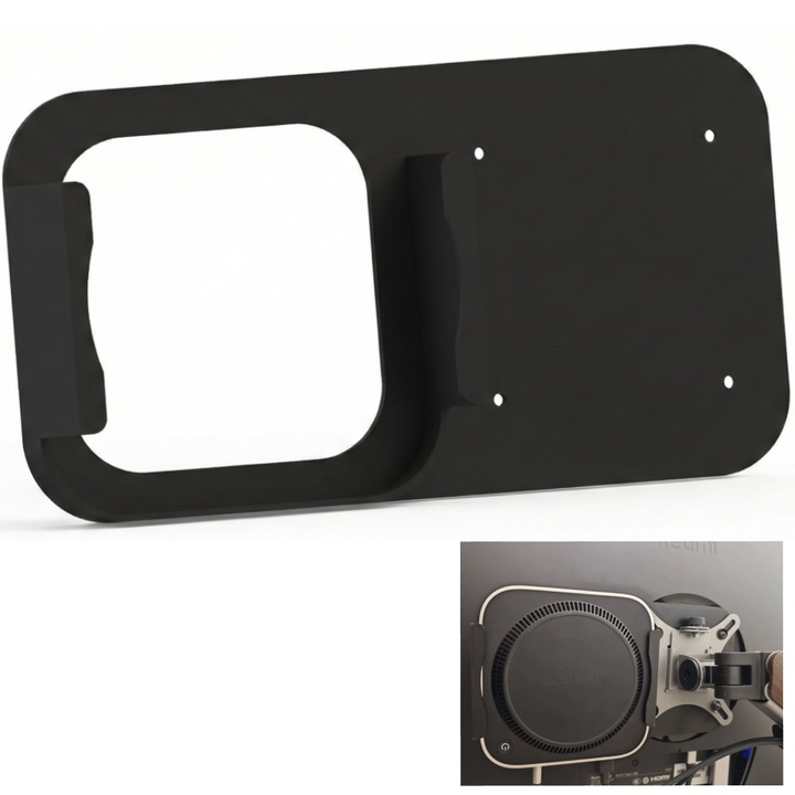 Suport Mac mini M4 pentru monitor, cu montare VESA 75x75 mm, plastic, negru